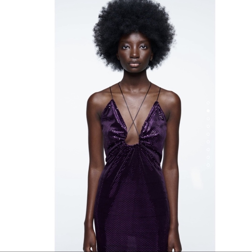 Blogger’s Favorite 🤩 Zara Purple Shiny Ring Detail Strappy Back Mini Dress